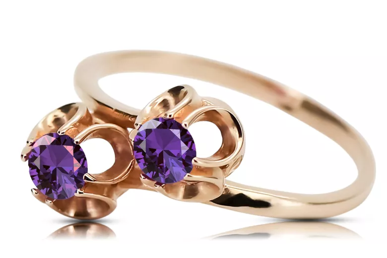 Joyería Anillo Alexandrite Original Vintage 14K Rose Gold vrc266r