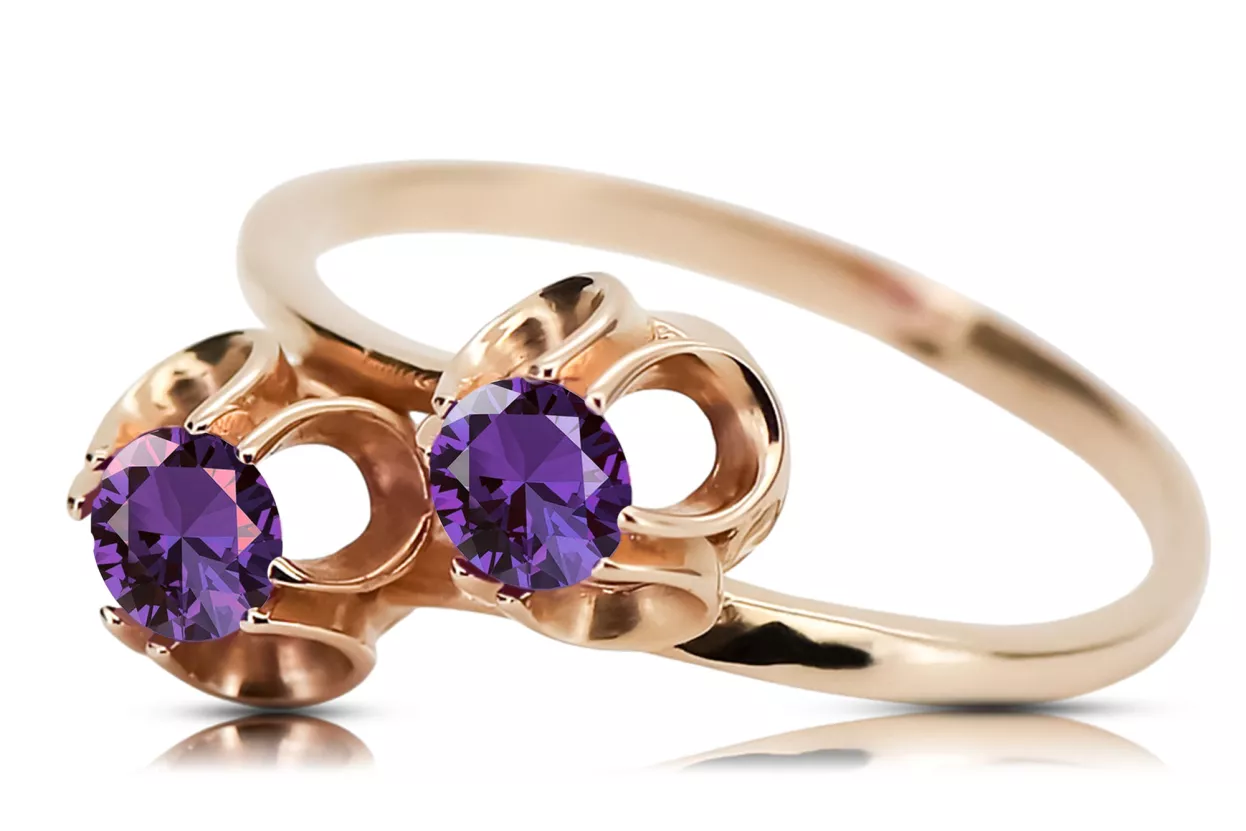 Joyería Anillo Alexandrite Original Vintage 14K Rose Gold vrc266r