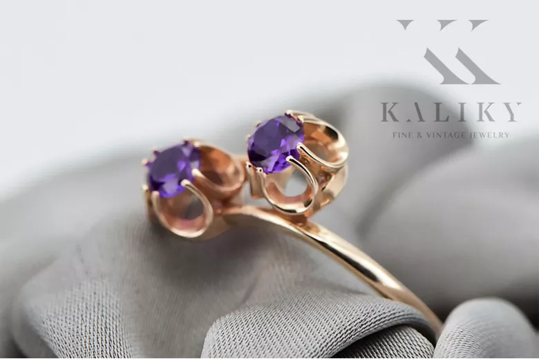 Joyería Anillo Alexandrite Original Vintage 14K Rose Gold vrc266r