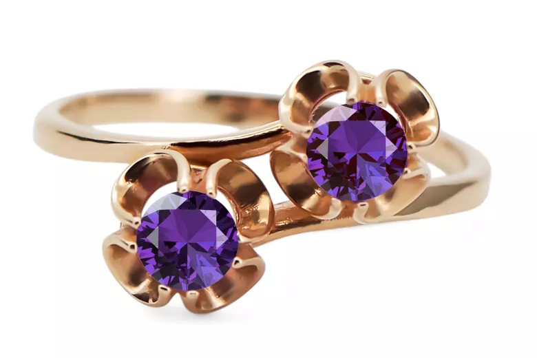 Joyería Anillo Alexandrite Original Vintage 14K Rose Gold vrc266r