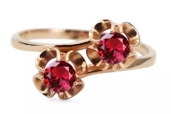 Оригінальне вінтажне рожеве золото 14 карат Рубін Каблучка Вінтаж стиль vrc266r