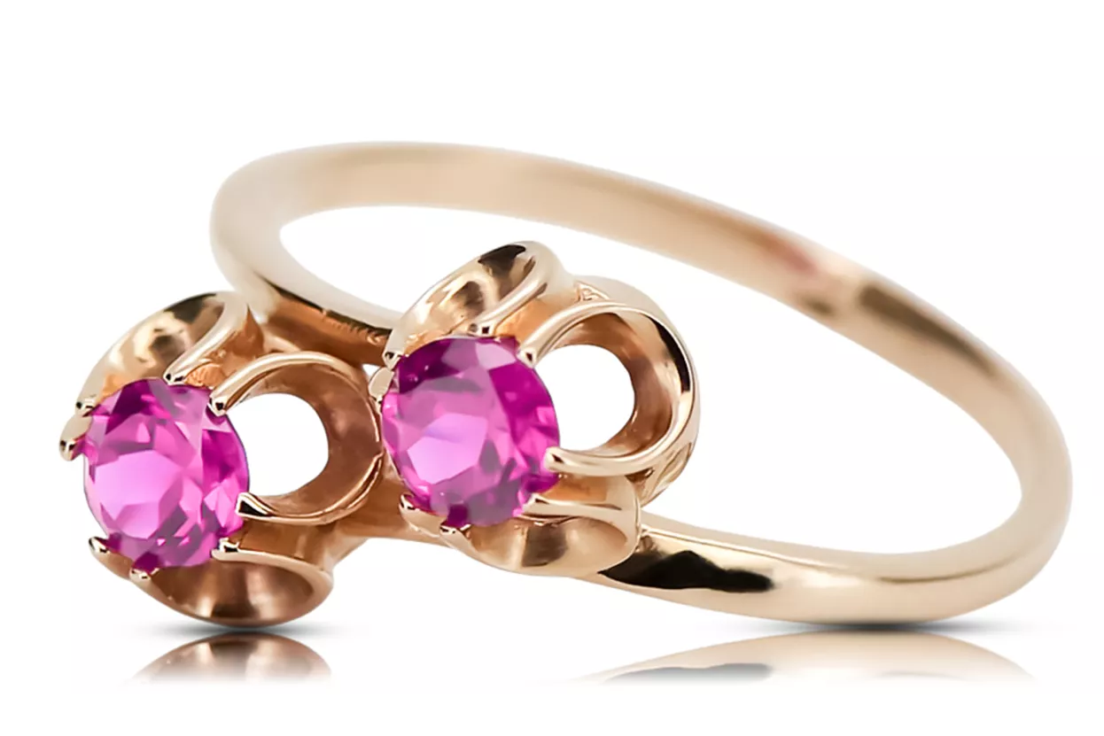Ring Amethyst Originales Vintage-Roségold aus 14 Karat Vintage Handwerk vrc266r