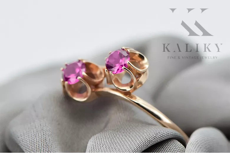 Ring Amethyst Originales Vintage-Roségold aus 14 Karat Vintage Handwerk vrc266r