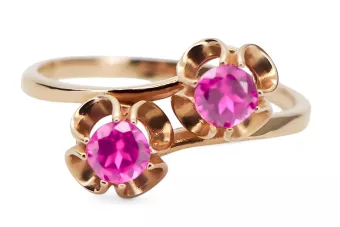 Vintage Anillo Amatista Oro rosa antiguo original de 14k vrc266r