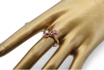 Vintage Anillo Amatista Oro rosa antiguo original de 14k vrc266r