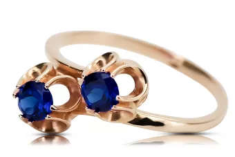 Каблучка Вінтаж прикраси Сапфір Оригінальне вінтажне рожеве золото 14 карат vrc266r