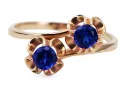 Anneau Style vintage Saphir Or rose 14 carats vintage d'origine vrc266r