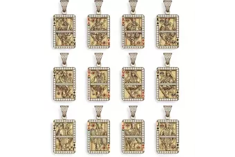 Златна висулка 14k 585 с карта, крал, дама, жак cpo003y