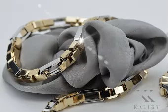 Dviejų spalvų 14k Gold unikali inkaro grandinėlė naujas modelis Puikus! cc044yw