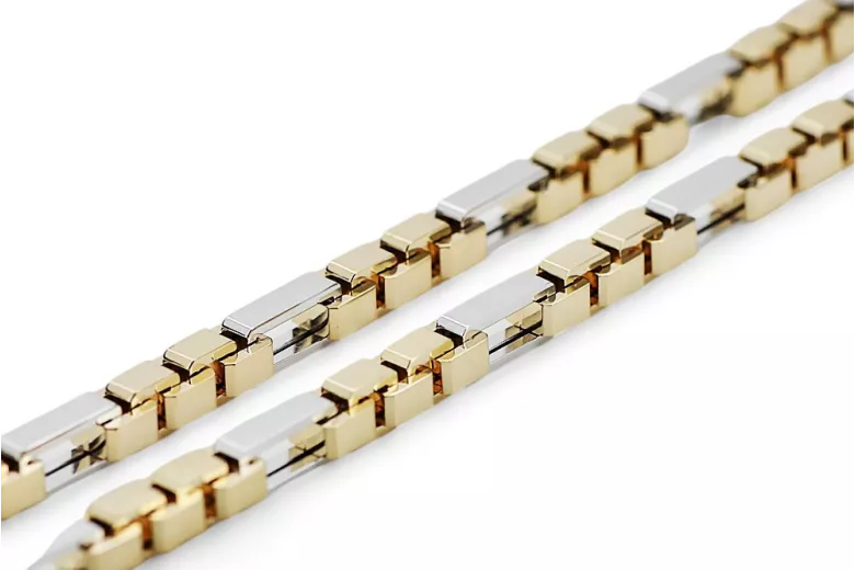 Dviejų spalvų 14k Gold unikali inkaro grandinėlė naujas modelis Puikus! cc044yw
