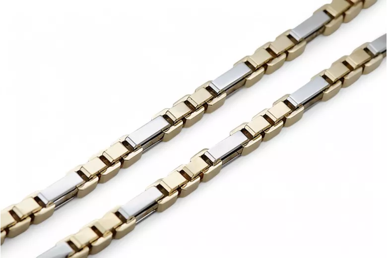 Dviejų spalvų 14k Gold unikali inkaro grandinėlė naujas modelis Puikus! cc044yw