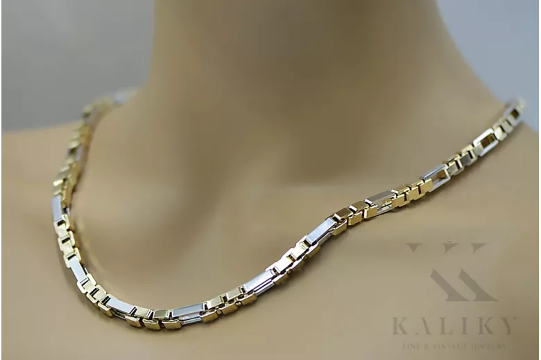 Dviejų spalvų 14k Gold unikali inkaro grandinėlė naujas modelis Puikus! cc044yw