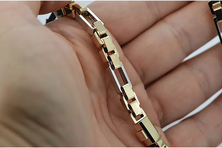 Dviejų spalvų 14k Gold unikali inkaro grandinėlė naujas modelis Puikus! cc044yw