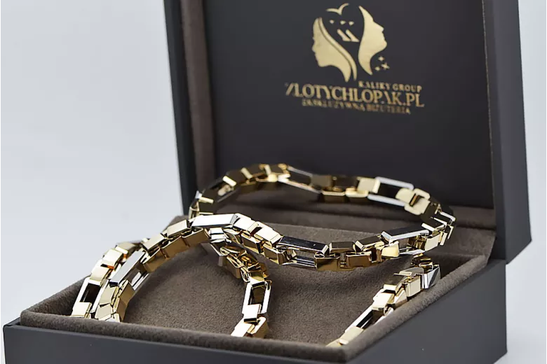 Dviejų spalvų 14k Gold unikali inkaro grandinėlė naujas modelis Puikus! cc044yw