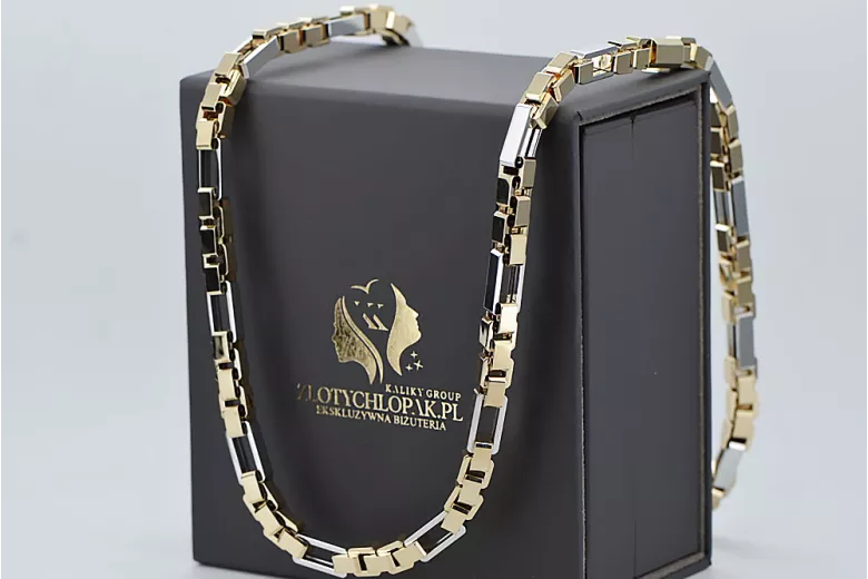 Dviejų spalvų 14k Gold unikali inkaro grandinėlė naujas modelis Puikus! cc044yw