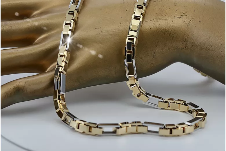 Dviejų spalvų 14k Gold unikali inkaro grandinėlė naujas modelis Puikus! cc044yw