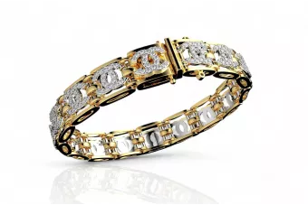 Bracelet en or jaune et blanc 14 carats avec zircones cubiques cgcfb001yw