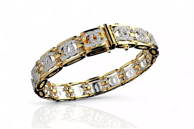 14k Yellow White Gold Bracelet with Cubic Zirconias cgcfb001yw