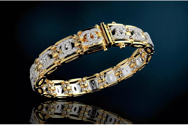 14k Yellow White Gold Bracelet with Cubic Zirconias cgcfb001yw