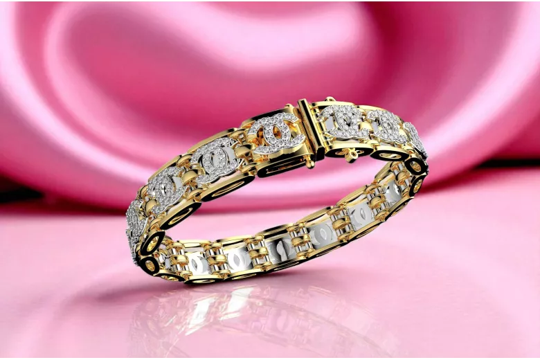 14k Yellow White Gold Bracelet with Cubic Zirconias cgcfb001yw