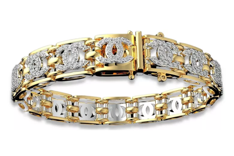 14k Yellow White Gold Bracelet with Cubic Zirconias cgcfb001yw