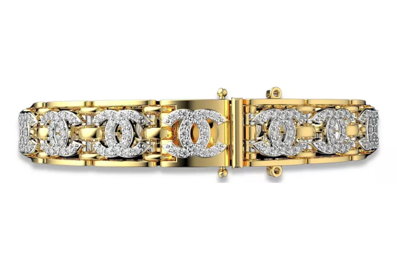 14k Yellow White Gold Bracelet with Cubic Zirconias cgcfb001yw