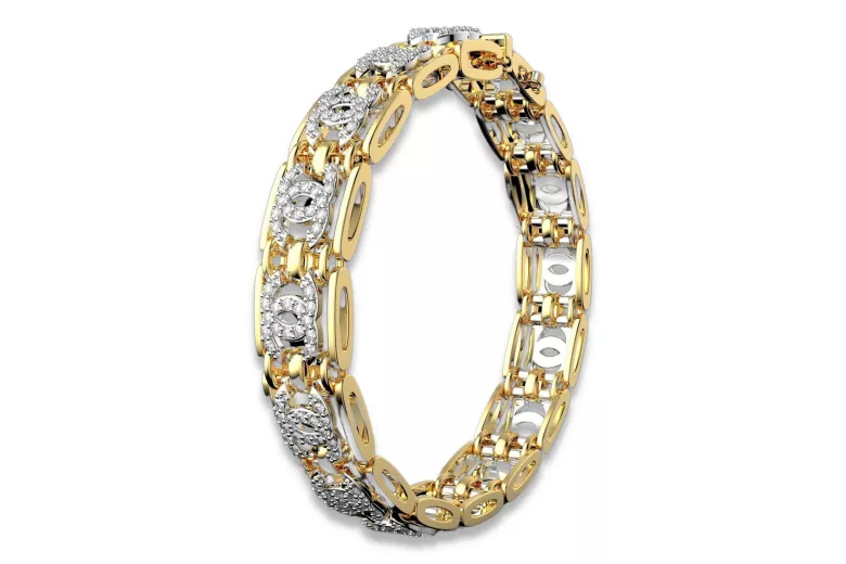 Armband aus 14 Karat Gelb-Weißgold mit Zirkonia cgcfb001yw