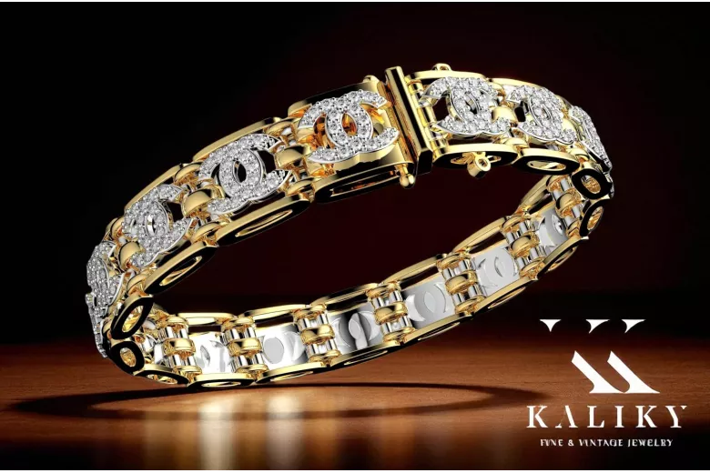14k Yellow White Gold Bracelet with Cubic Zirconias cgcfb001yw