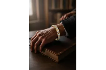 Pulsera de oro amarillo y blanco de 14 k con circonitas cúbicas cgcfb001yw