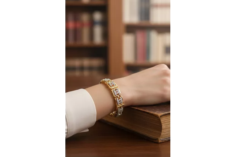 Armband aus 14 Karat Gelb-Weißgold mit Zirkonia cgcfb001yw