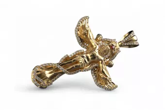 Gelbe weiße Rose 9k 14k 18k Gold, Silber wunderschöner Jezus Diamant Anhänger cgpj005y