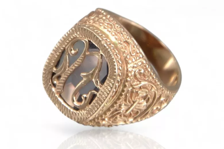Rose pink 14k gold 585 Men's Alexandrite signet ring vsc035r Russian Soviet Vintage style