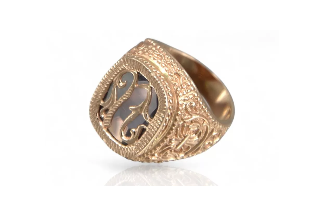 Rose pink 14k gold 585 Men's Alexandrite signet ring vsc035r Russian Soviet Vintage style