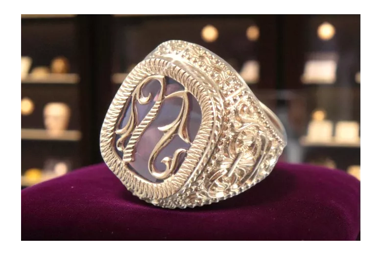 Rose pink 14k gold 585 Men's Alexandrite signet ring vsc035r Russian Soviet Vintage style