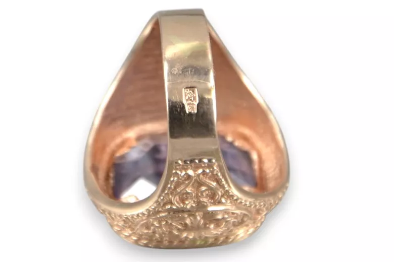 Rose pink 14k gold 585 Men's Alexandrite signet ring vsc035r Russian Soviet Vintage style