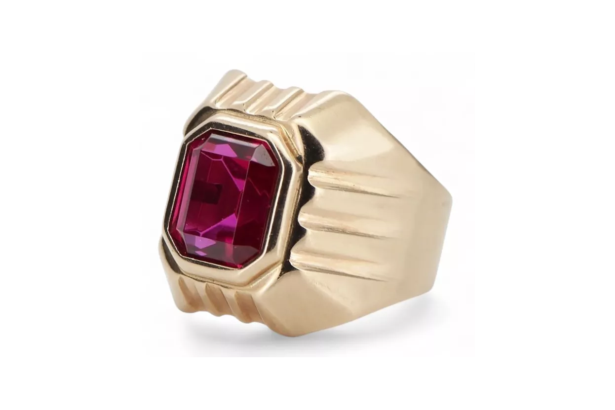 Vintage rose pink pink 14k gold 585 Men's Ruby signet ring Vintage vsc002r
