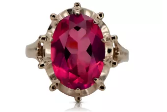 Anneau Rubis Or rose 14 carats vintage d'origine Style vintage vrc079r