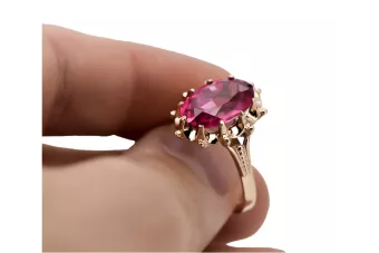 Originalus 14k rožinio aukso vintage Rubinas Žiedas Vintažiniai papuošalai vrc079r