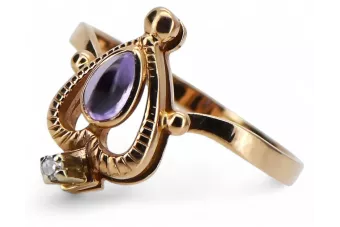 Soviet 14k 585 Zlatý Ruský Ring of Pink Gold s Alexandry Rubin Sapphire Emerald Zircon VRC034