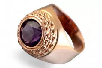 Vintage rose pink 14k 585  gold Men's signet ring vsc005