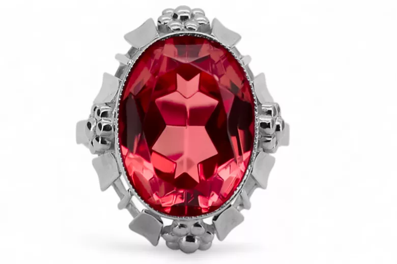 Argent sterling 925 Rubis Anneau Artisanat vintage vrc043s