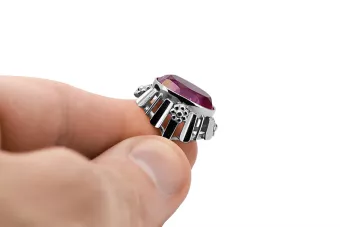 Vintage Jewlery Ring Amethyst Sterling silver 925 vrc043s