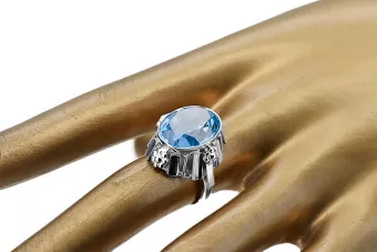Klasický vinobraní Ring Aquamarine 925 Sterling Silver VRC043S