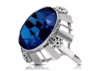 925 Silver Sapphire Vintage Ring Unikátní VRC043S