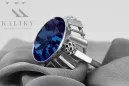 925 Silver Sapphire Vintage Ring Unikátny VRC043s