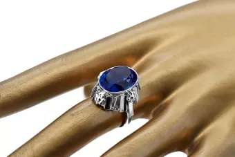 925 Silver Sapphire Vintage Ring Unikátní VRC043S