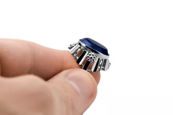 Стерлинговое серебро 925 пробы Сапфир Кольцо Винтаж vrc043s