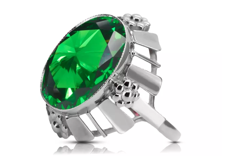 Anillo Vintage Esmeralda Plata de ley 925 vrc043s