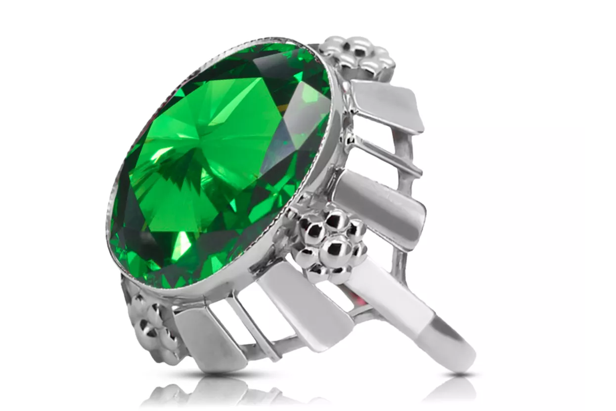 Ring Vintage Emerald Sterling silver 925 vrc043s