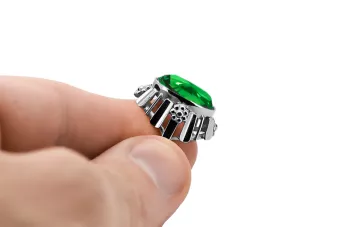 Lira sterlină de argint 925 Smarald Inel Stil Vintage vrc043s